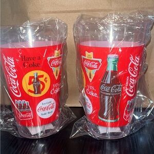 Two Coca Cola Vintage Style Party Cups Plastic / Brand New ..